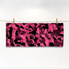 Black And Pink Camouflage Pattern Hand Towel by SpinnyChairDesigns