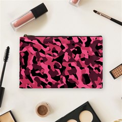 Black And Pink Camouflage Pattern Cosmetic Bag (medium) by SpinnyChairDesigns