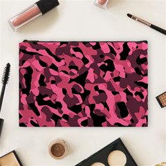 Black And Pink Camouflage Pattern Cosmetic Bag (large)