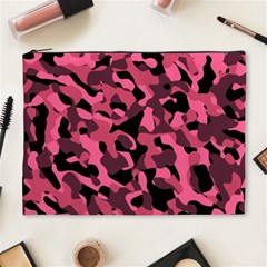 Black And Pink Camouflage Pattern Cosmetic Bag (xl)