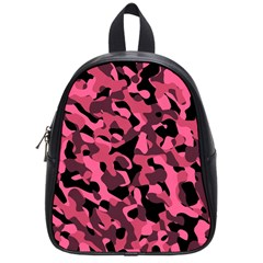 Black And Pink Camouflage Pattern School Bag (small) by SpinnyChairDesigns