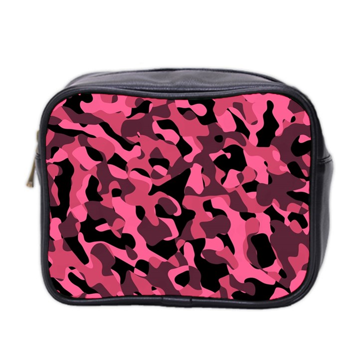 Black and Pink Camouflage Pattern Mini Toiletries Bag (Two Sides)