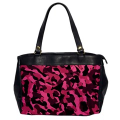 Black And Pink Camouflage Pattern Oversize Office Handbag by SpinnyChairDesigns