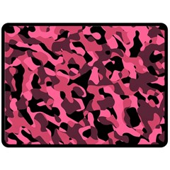 Black And Pink Camouflage Pattern Fleece Blanket (large)  by SpinnyChairDesigns