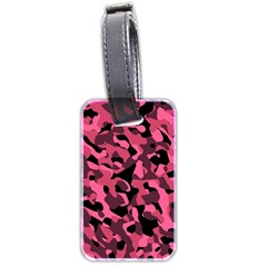 Black And Pink Camouflage Pattern Luggage Tag (two Sides) by SpinnyChairDesigns