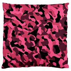 Black And Pink Camouflage Pattern Large Cushion Case (two Sides) by SpinnyChairDesigns