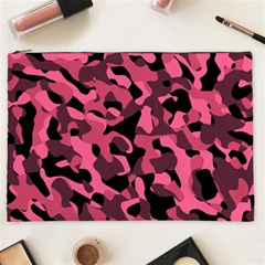 Black And Pink Camouflage Pattern Cosmetic Bag (xxl) by SpinnyChairDesigns