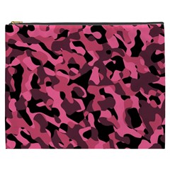 Black And Pink Camouflage Pattern Cosmetic Bag (xxxl) by SpinnyChairDesigns