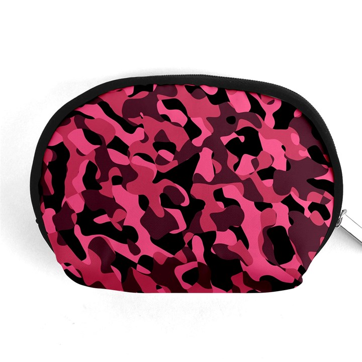 Black and Pink Camouflage Pattern Accessory Pouch (Medium)