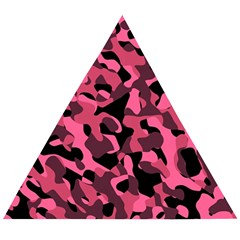 Black And Pink Camouflage Pattern Wooden Puzzle Triangle by SpinnyChairDesigns