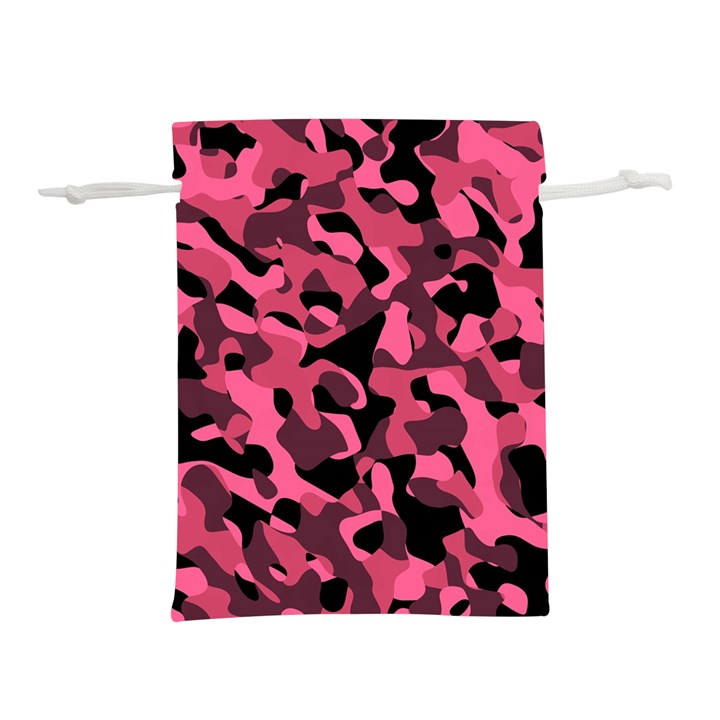 Black and Pink Camouflage Pattern Lightweight Drawstring Pouch (S)