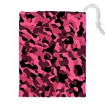 Black and Pink Camouflage Pattern Drawstring Pouch (5XL) Front