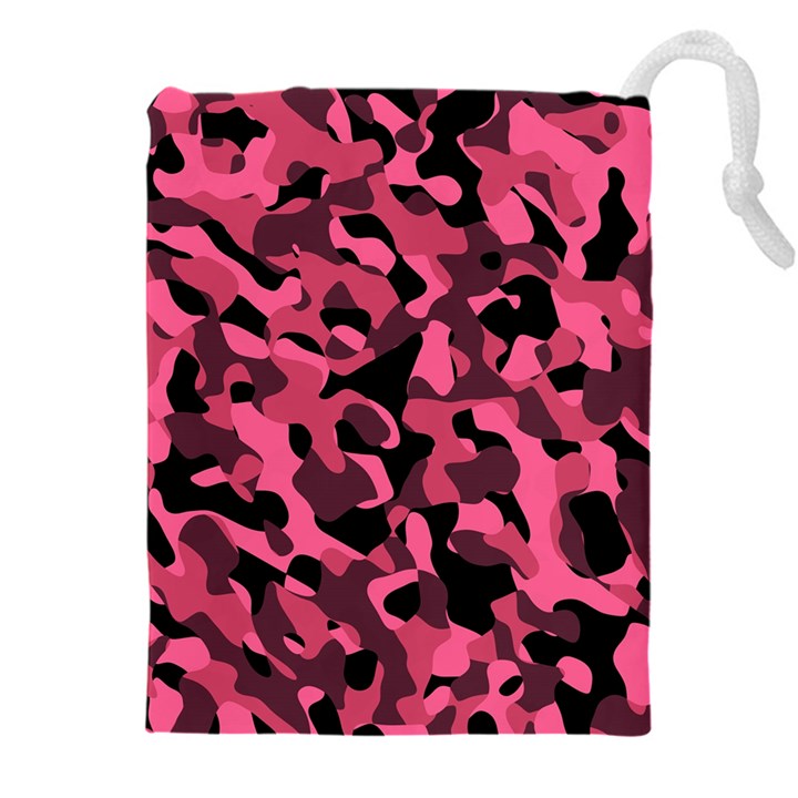 Black and Pink Camouflage Pattern Drawstring Pouch (5XL)