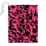 Black and Pink Camouflage Pattern Drawstring Pouch (5XL) Back