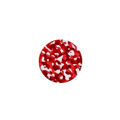 Red And White Camouflage Pattern 1  Mini Magnets by SpinnyChairDesigns