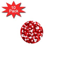 Red And White Camouflage Pattern 1  Mini Magnet (10 Pack)  by SpinnyChairDesigns