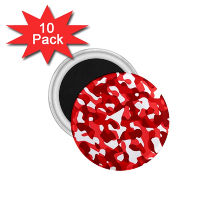 Red and White Camouflage Pattern 1.75  Magnets (10 pack) 