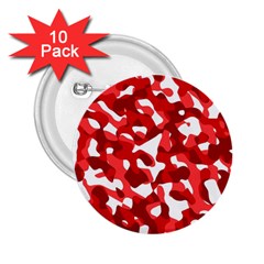 Red And White Camouflage Pattern 2 25  Buttons (10 Pack)  by SpinnyChairDesigns