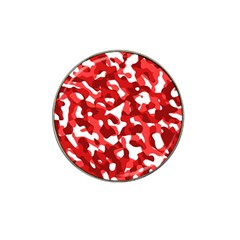 Red And White Camouflage Pattern Hat Clip Ball Marker by SpinnyChairDesigns