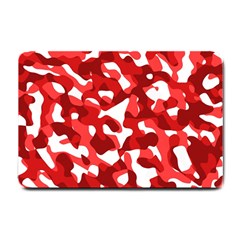 Red And White Camouflage Pattern Small Doormat  by SpinnyChairDesigns