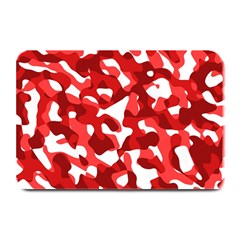 Red And White Camouflage Pattern Plate Mats by SpinnyChairDesigns