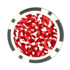 Red And White Camouflage Pattern Poker Chip Card Guard (10 Pack) by SpinnyChairDesigns