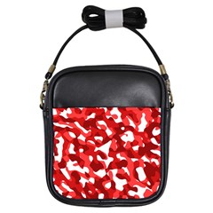 Red And White Camouflage Pattern Girls Sling Bag by SpinnyChairDesigns