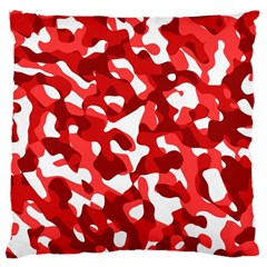 Red And White Camouflage Pattern Large Cushion Case (two Sides) by SpinnyChairDesigns