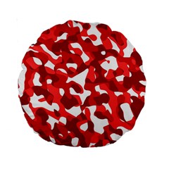 Red And White Camouflage Pattern Standard 15  Premium Round Cushions by SpinnyChairDesigns