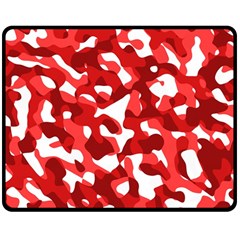 Red And White Camouflage Pattern Double Sided Fleece Blanket (medium)  by SpinnyChairDesigns