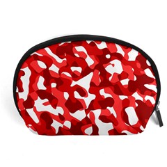 Red And White Camouflage Pattern Accessory Pouch (large) by SpinnyChairDesigns