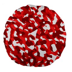 Red And White Camouflage Pattern Large 18  Premium Flano Round Cushions by SpinnyChairDesigns