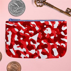 Red And White Camouflage Pattern Large Coin Purse by SpinnyChairDesigns