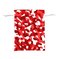 Red And White Camouflage Pattern Lightweight Drawstring Pouch (l) by SpinnyChairDesigns