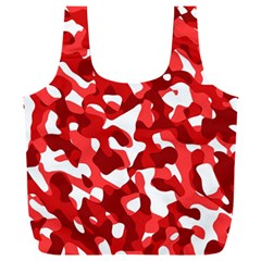 Red And White Camouflage Pattern Full Print Recycle Bag (xxl) by SpinnyChairDesigns