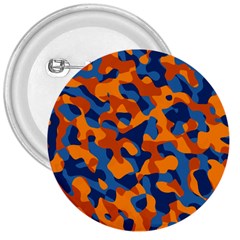 Blue And Orange Camouflage Pattern 3  Buttons by SpinnyChairDesigns