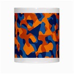 Blue and Orange Camouflage Pattern White Mugs Center