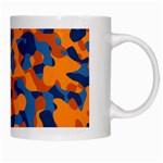 Blue and Orange Camouflage Pattern White Mugs Right