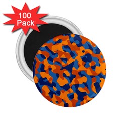 Blue And Orange Camouflage Pattern 2 25  Magnets (100 Pack)  by SpinnyChairDesigns