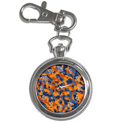 Blue And Orange Camouflage Pattern Key Chain Watches by SpinnyChairDesigns