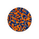 Blue and Orange Camouflage Pattern Rubber Coaster (Round)  Front