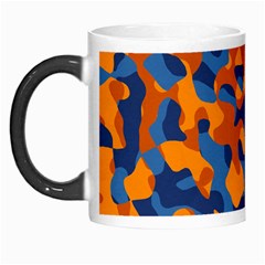 Blue And Orange Camouflage Pattern Morph Mugs by SpinnyChairDesigns