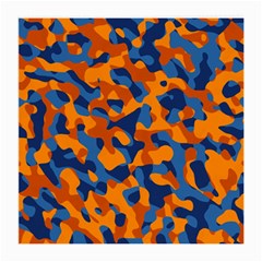 Blue And Orange Camouflage Pattern Medium Glasses Cloth (2 Sides) by SpinnyChairDesigns