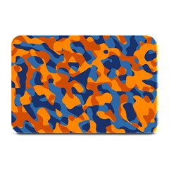 Blue And Orange Camouflage Pattern Plate Mats by SpinnyChairDesigns