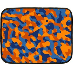 Blue And Orange Camouflage Pattern Fleece Blanket (mini) by SpinnyChairDesigns