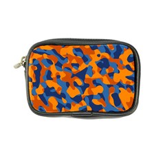 Blue And Orange Camouflage Pattern Coin Purse by SpinnyChairDesigns