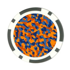 Blue And Orange Camouflage Pattern Poker Chip Card Guard (10 Pack) by SpinnyChairDesigns