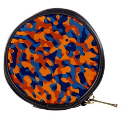 Blue And Orange Camouflage Pattern Mini Makeup Bag by SpinnyChairDesigns