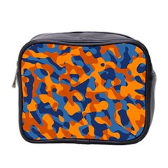 Blue And Orange Camouflage Pattern Mini Toiletries Bag (two Sides) by SpinnyChairDesigns