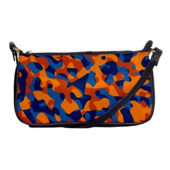 Blue And Orange Camouflage Pattern Shoulder Clutch Bag by SpinnyChairDesigns